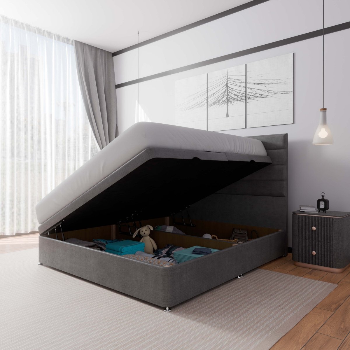 Rome Side Lift Ottoman Divan Bed - Ottoman - Midas Beds