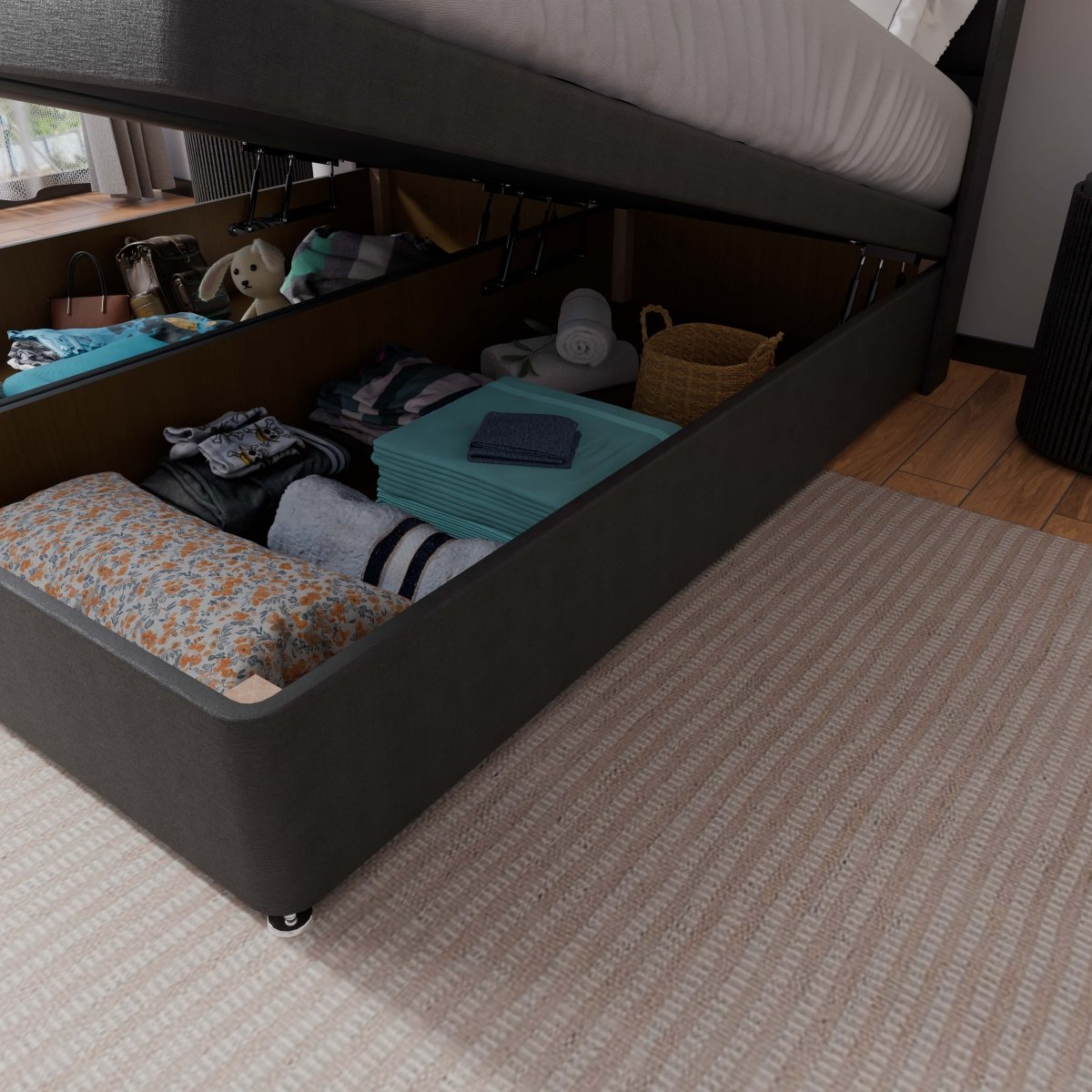 Atlanta Winged End Lift Ottoman Divan Bed - Ottoman - Midas Beds