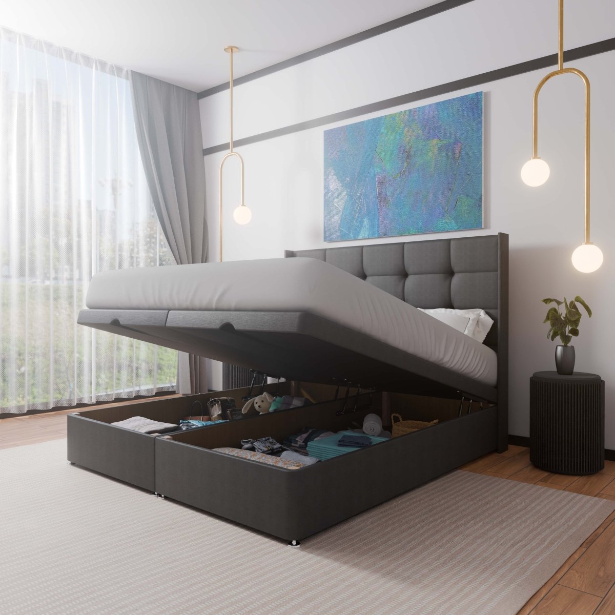 Atlanta Winged End Lift Ottoman Divan Bed - Ottoman - Midas Beds