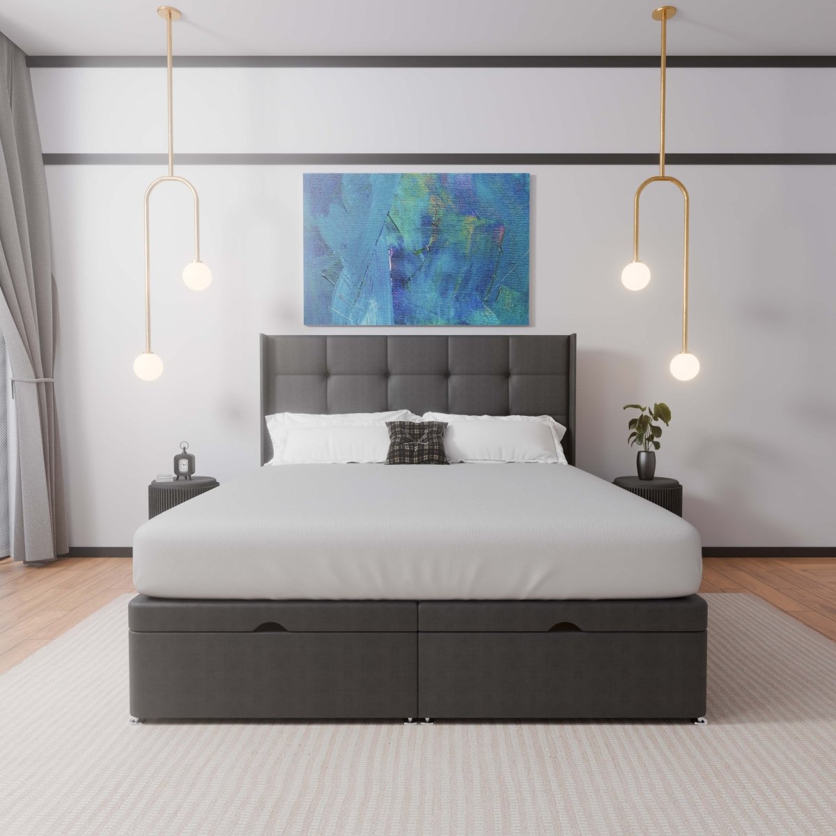 Atlanta Winged End Lift Ottoman Divan Bed - Ottoman - Midas Beds