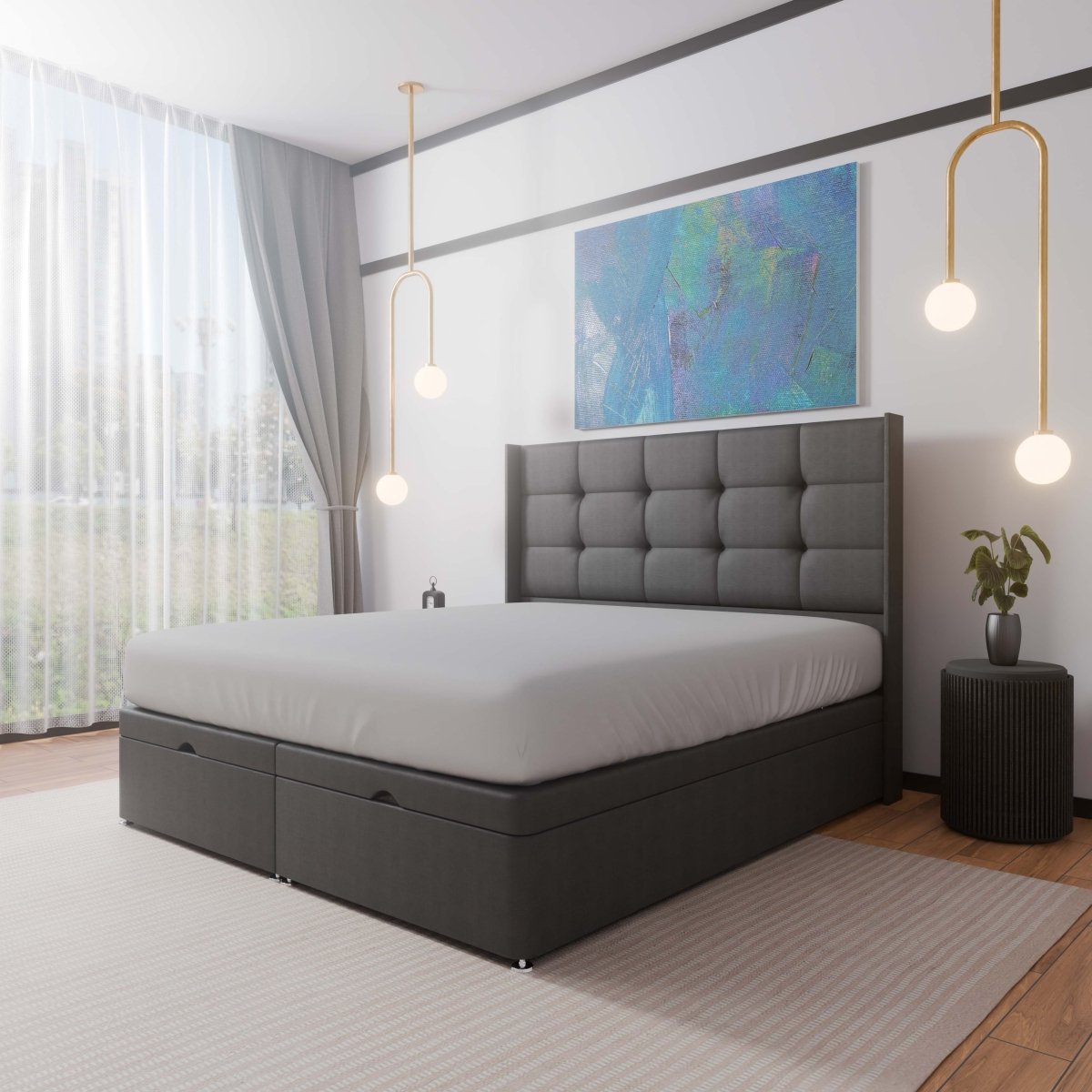 Atlanta Winged End Lift Ottoman Divan Bed - Ottoman - Midas Beds