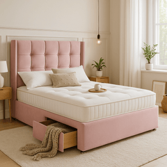 Atlanta Winged Floor Standing Upholstered Divan Bed - Divan Beds with Headboard - Midas Beds