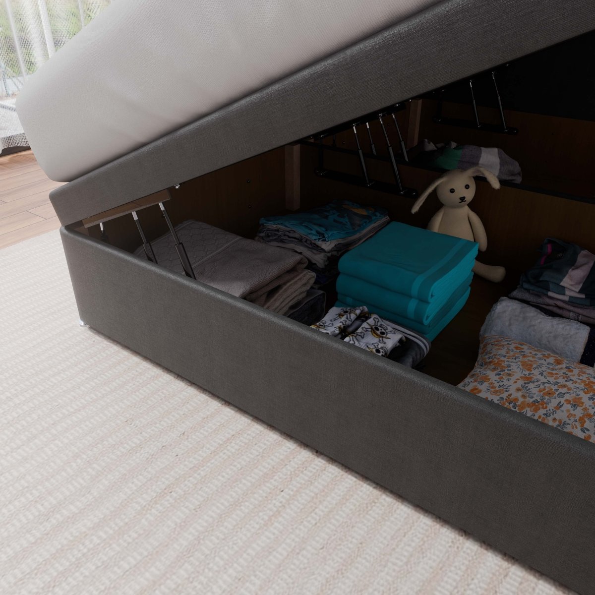 Atlanta Winged Side Lift Ottoman Divan Bed - Ottoman - Midas Beds