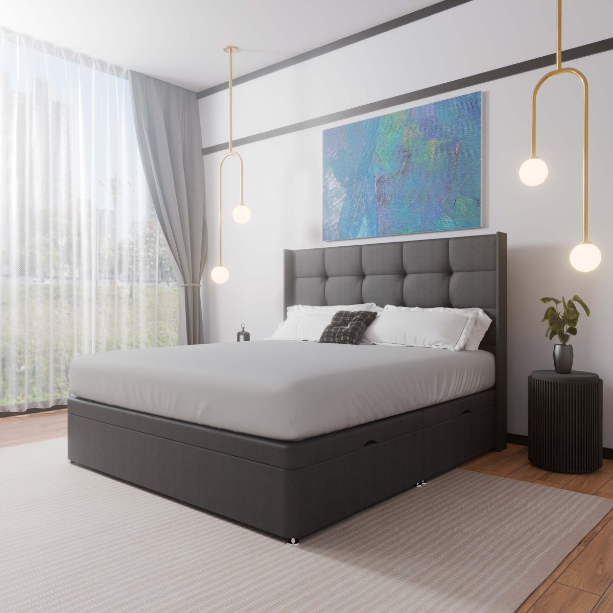 Atlanta Winged Side Lift Ottoman Divan Bed - Ottoman - Midas Beds