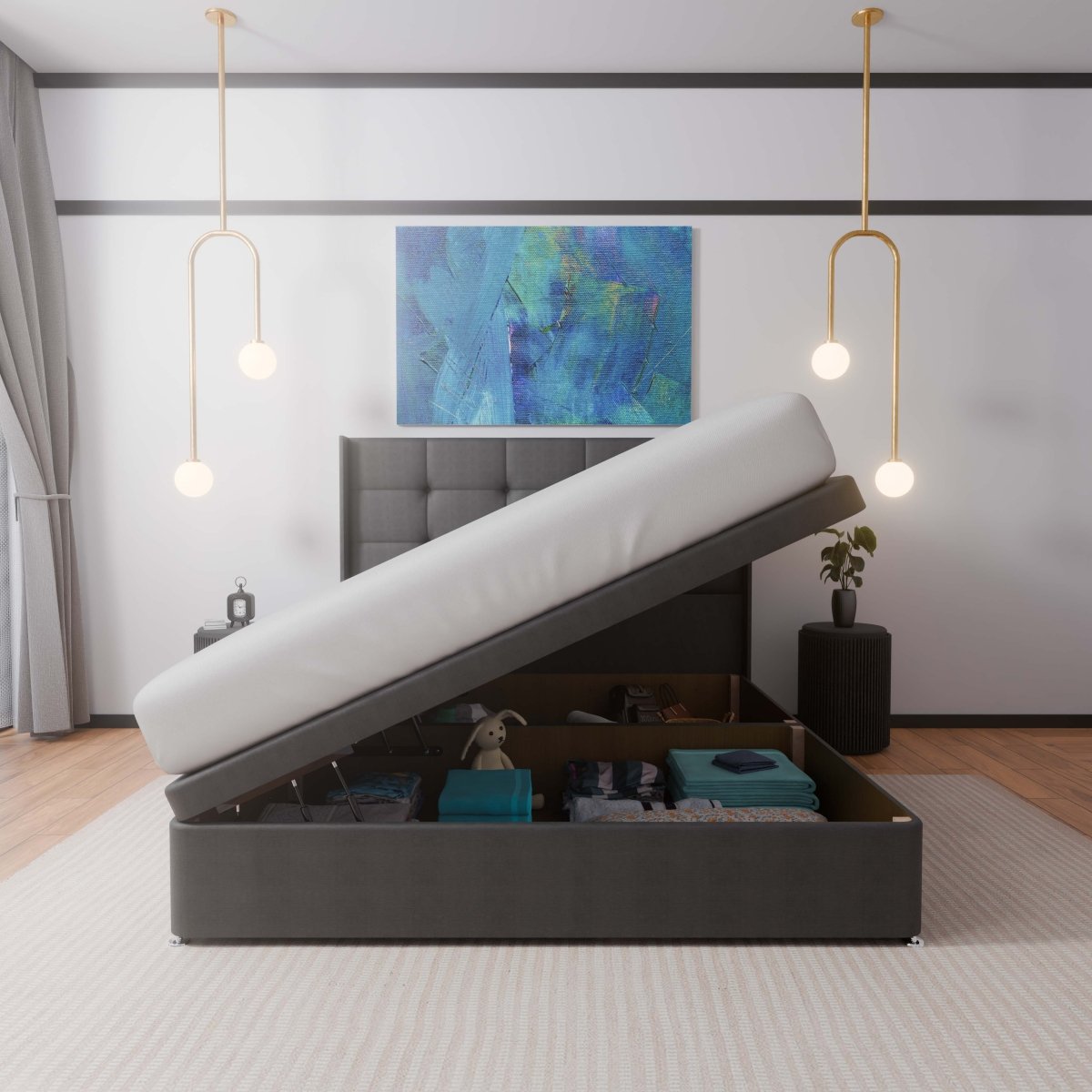 Atlanta Winged Side Lift Ottoman Divan Bed - Ottoman - Midas Beds