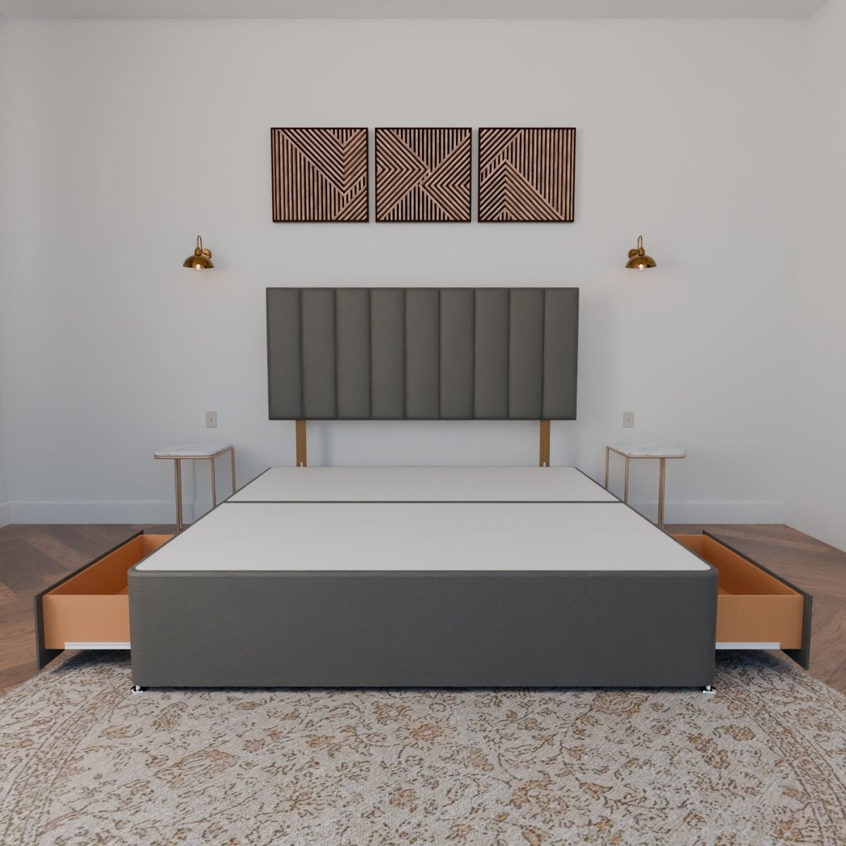 Dartford Strutted Headboard With Divan Bed Base - Divan Base & Headboard - Midas Beds