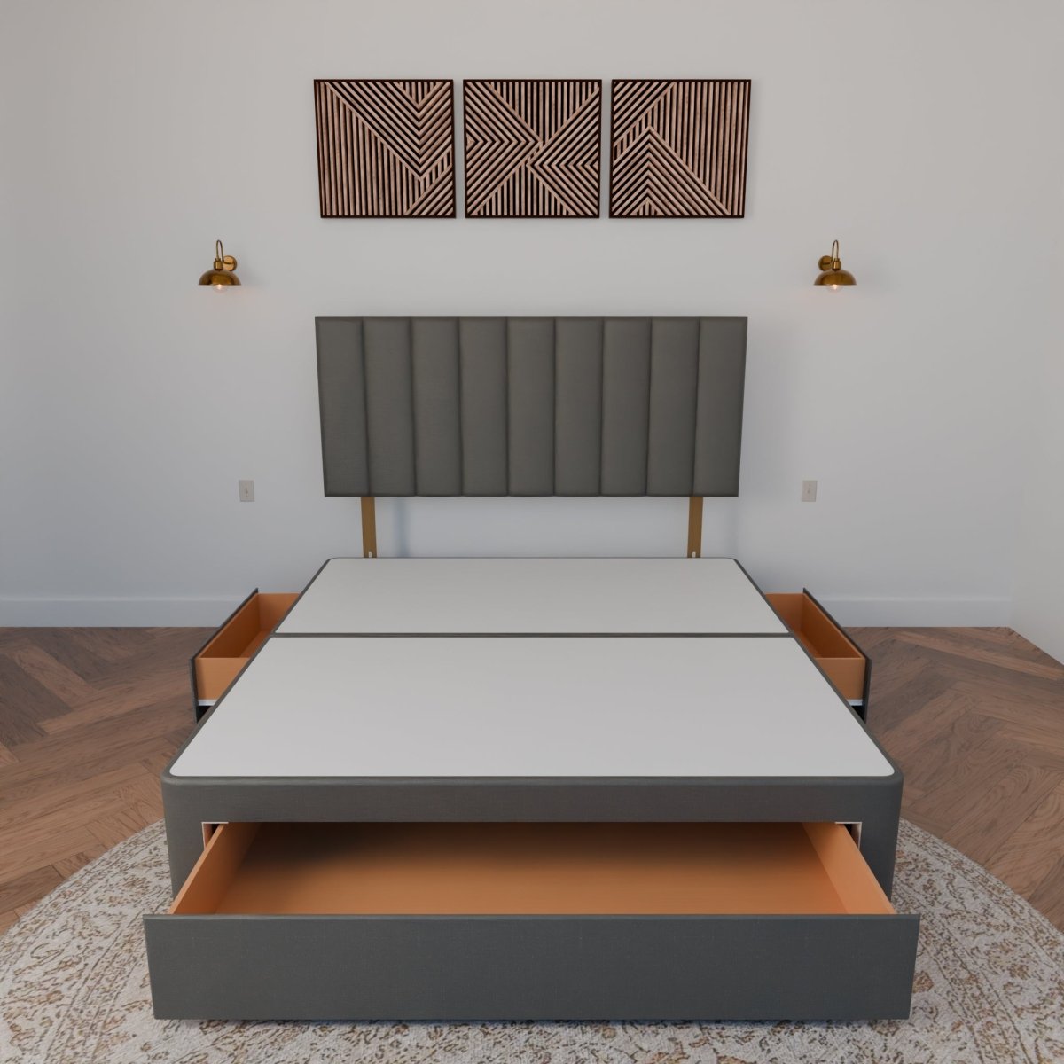 Dartford Strutted Headboard With Divan Bed Base - Divan Base & Headboard - Midas Beds