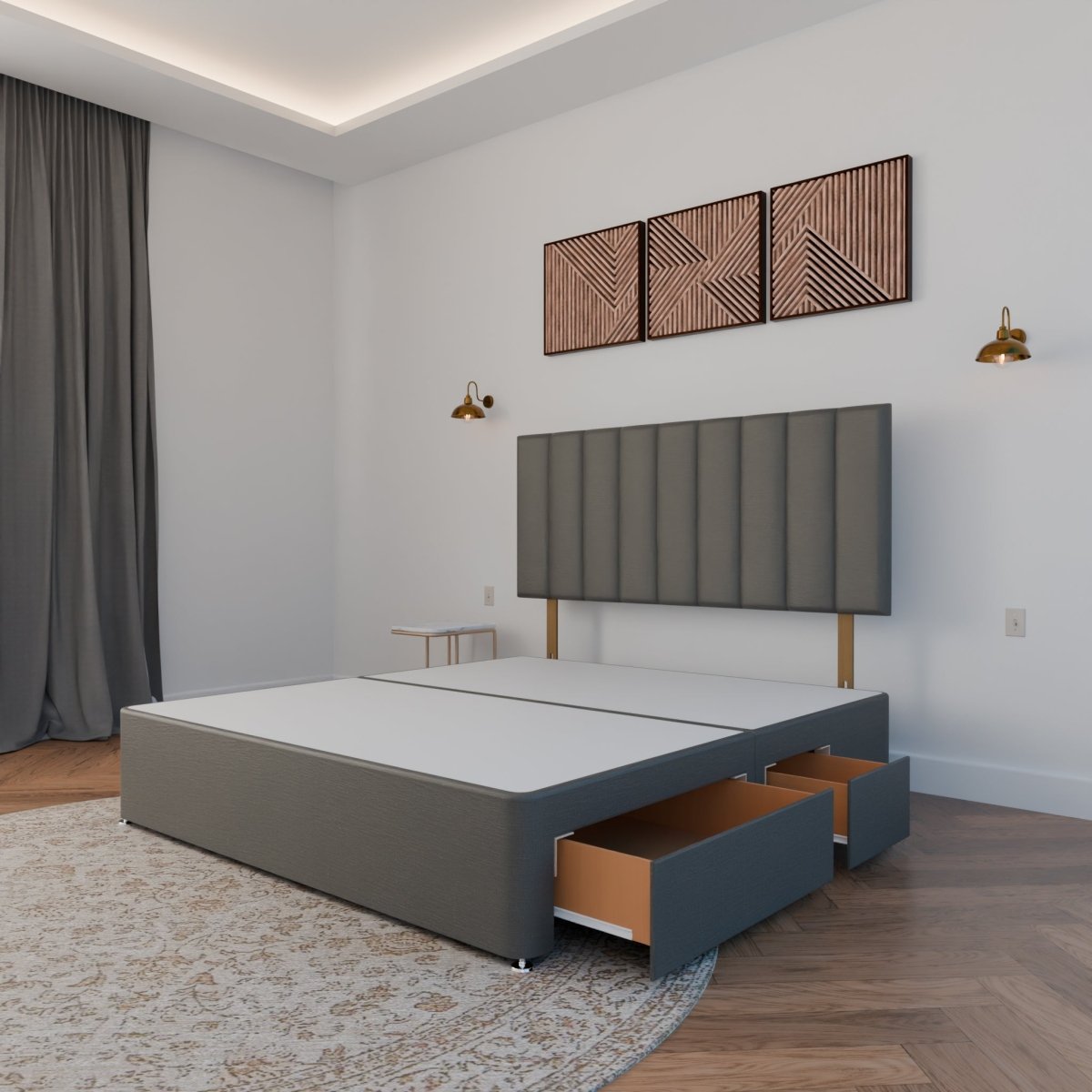 Dartford Strutted Headboard With Divan Bed Base - Divan Base & Headboard - Midas Beds