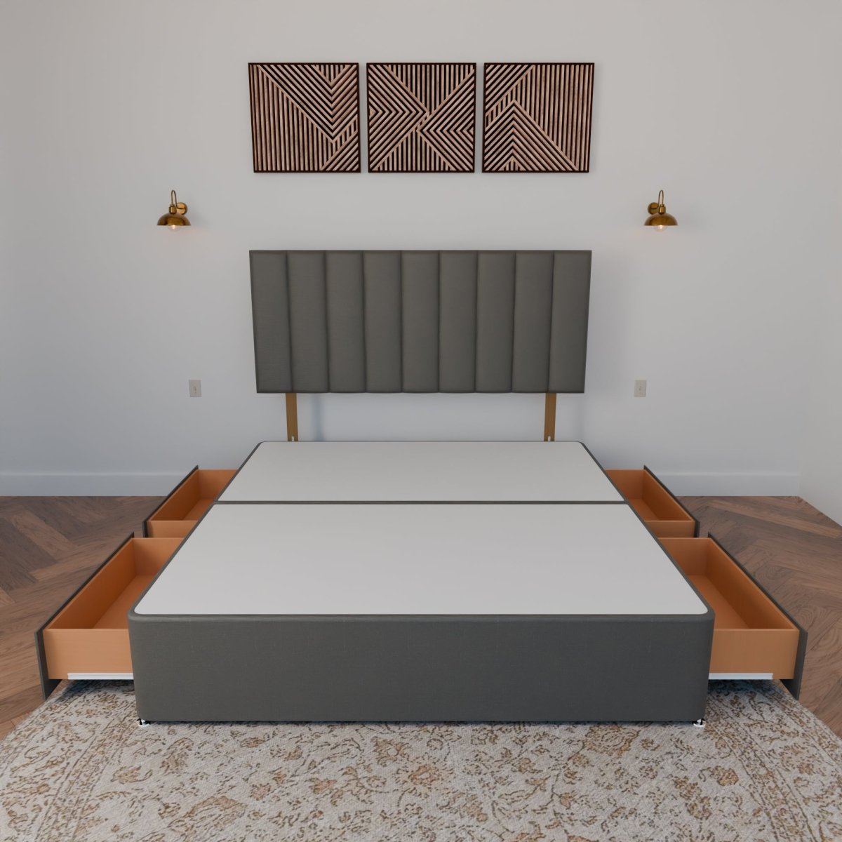 Dartford Strutted Headboard With Divan Bed Base - Divan Base & Headboard - Midas Beds
