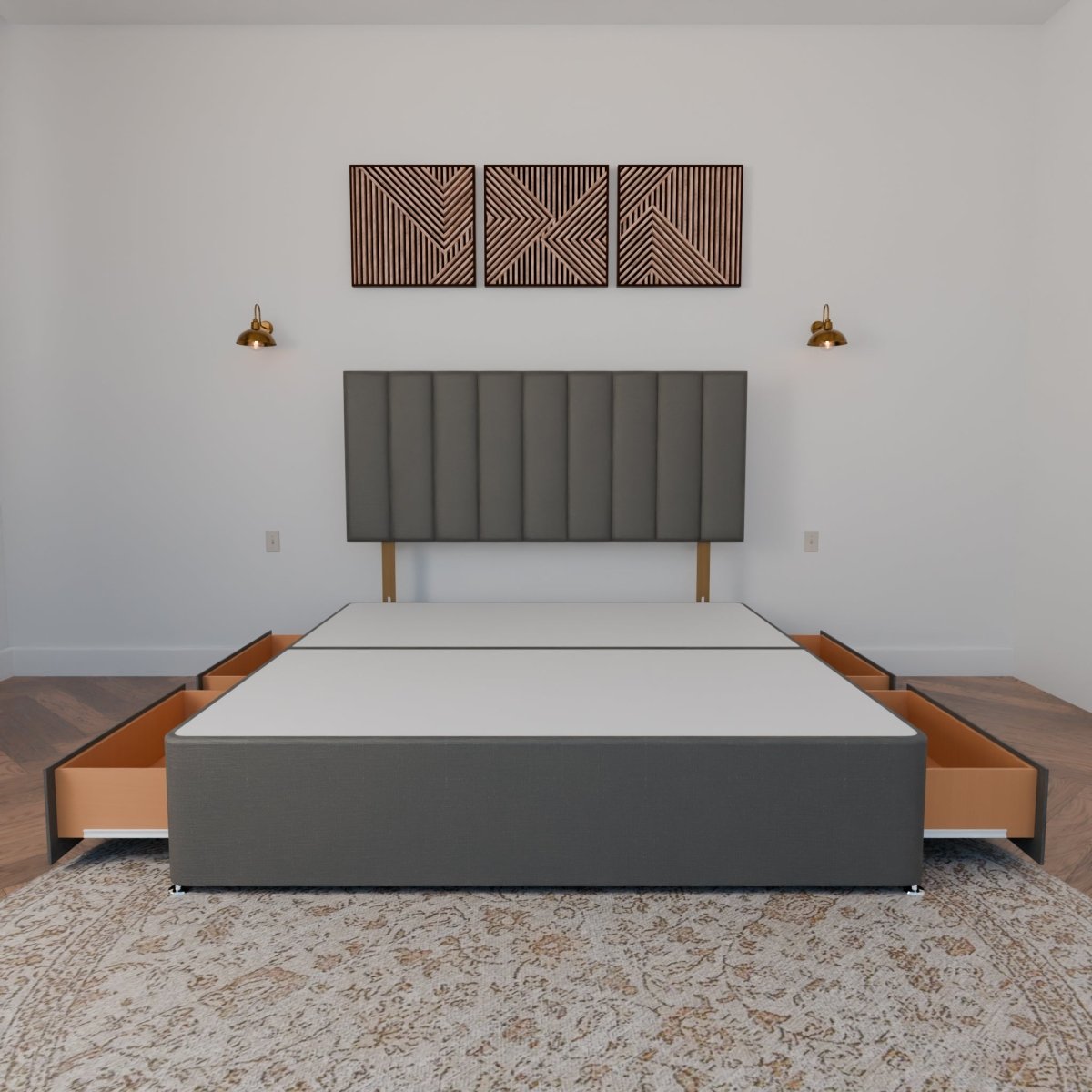Dartford Strutted Headboard With Divan Bed Base - Divan Base & Headboard - Midas Beds