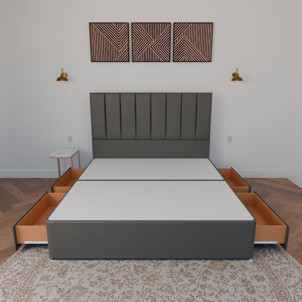 Madrid Floor Standing Headboard With Divan Bed Base - Divan Base & Headboard - Midas Beds