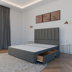 Madrid Floor Standing Headboard With Divan Bed Base - Divan Base & Headboard - Midas Beds