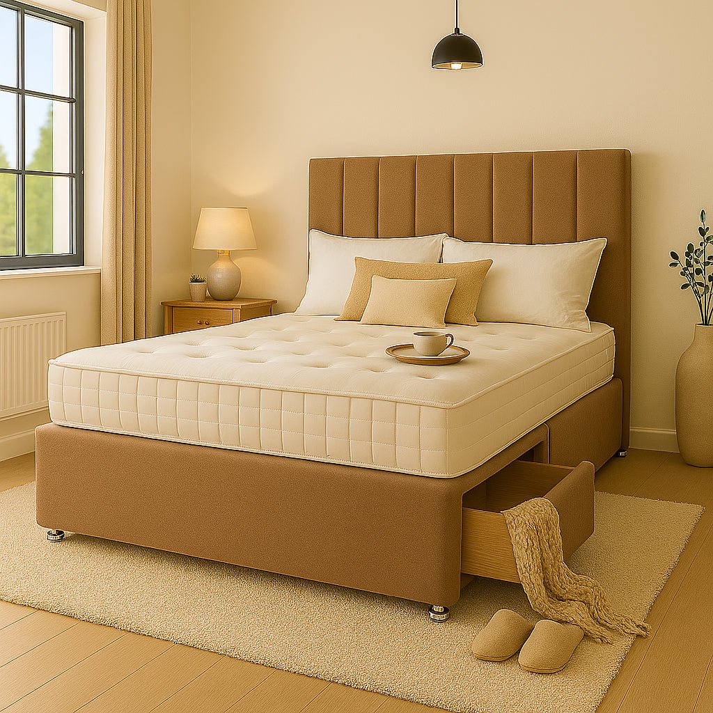 Madrid Floor Standing Upholstered Divan Bed - Divan Beds with Headboard - Midas Beds