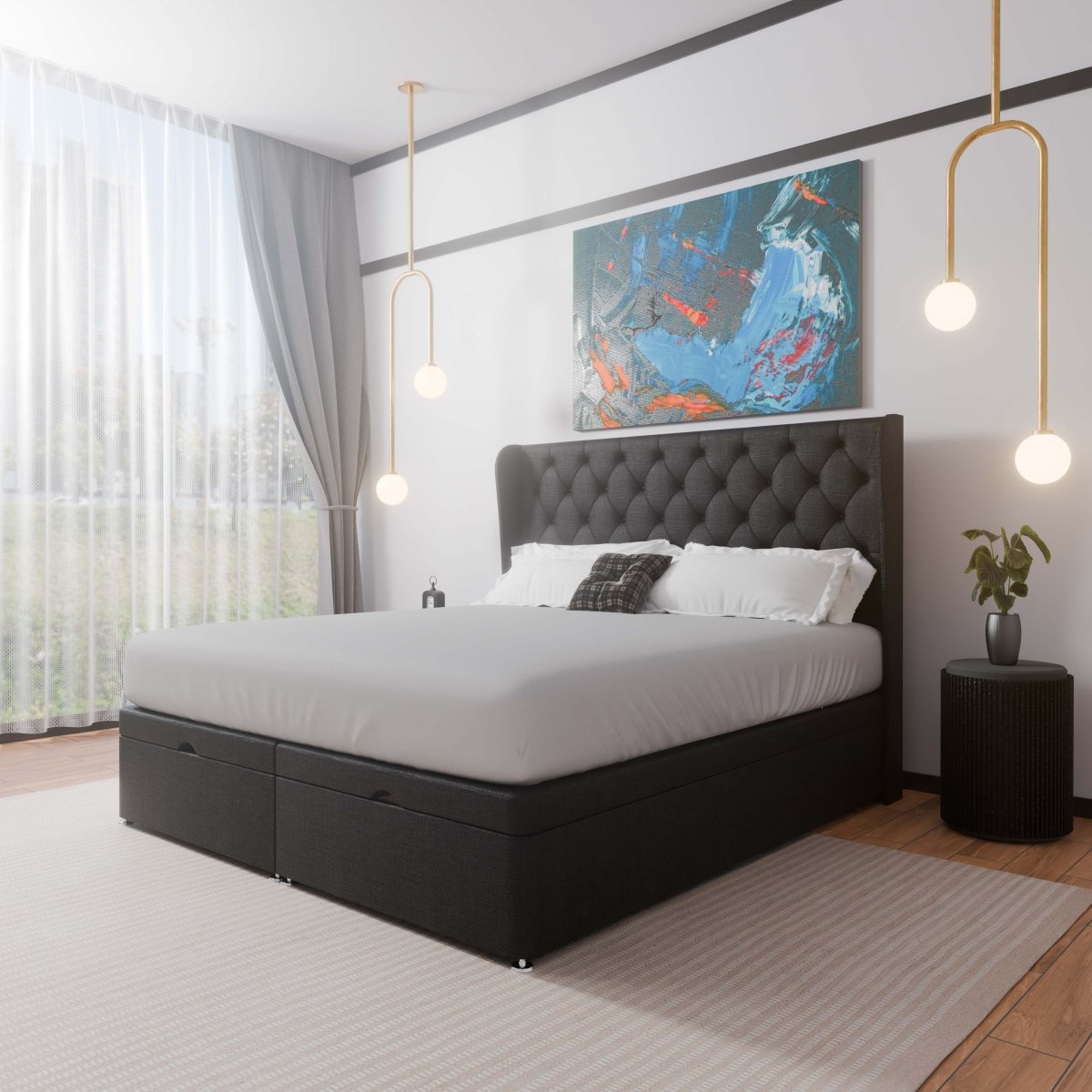 Manhattan Winged End Lift Ottoman Divan Bed - Ottoman - Midas Beds