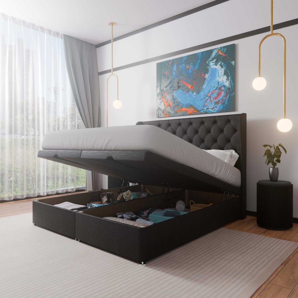 Manhattan Winged End Lift Ottoman Divan Bed - Ottoman - Midas Beds