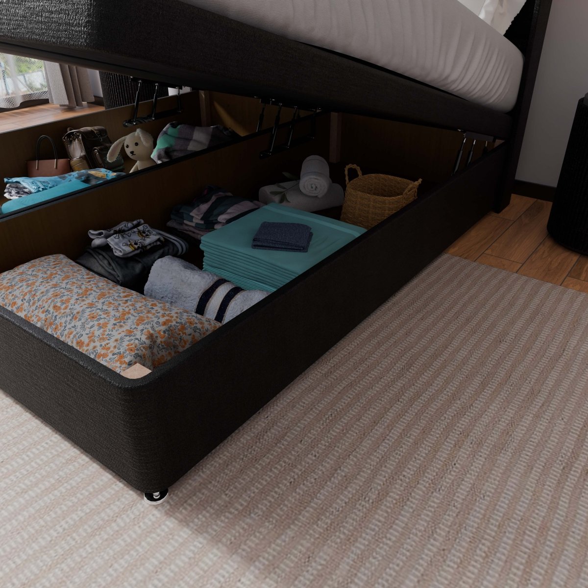 Manhattan Winged End Lift Ottoman Divan Bed - Ottoman - Midas Beds