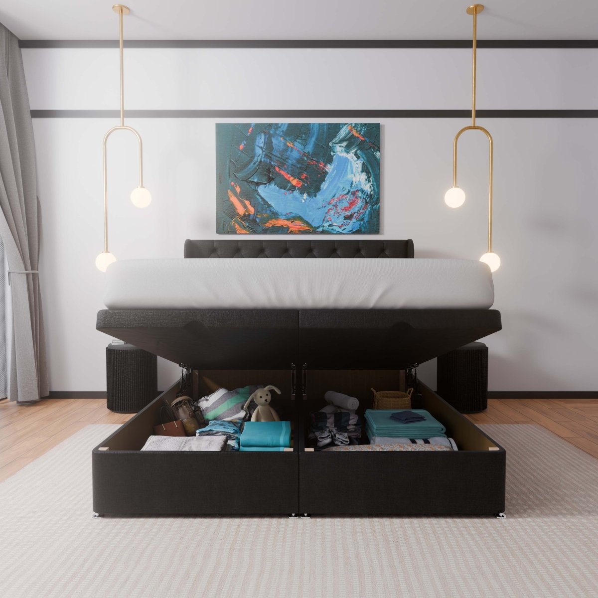 Manhattan Winged End Lift Ottoman Divan Bed - Ottoman - Midas Beds