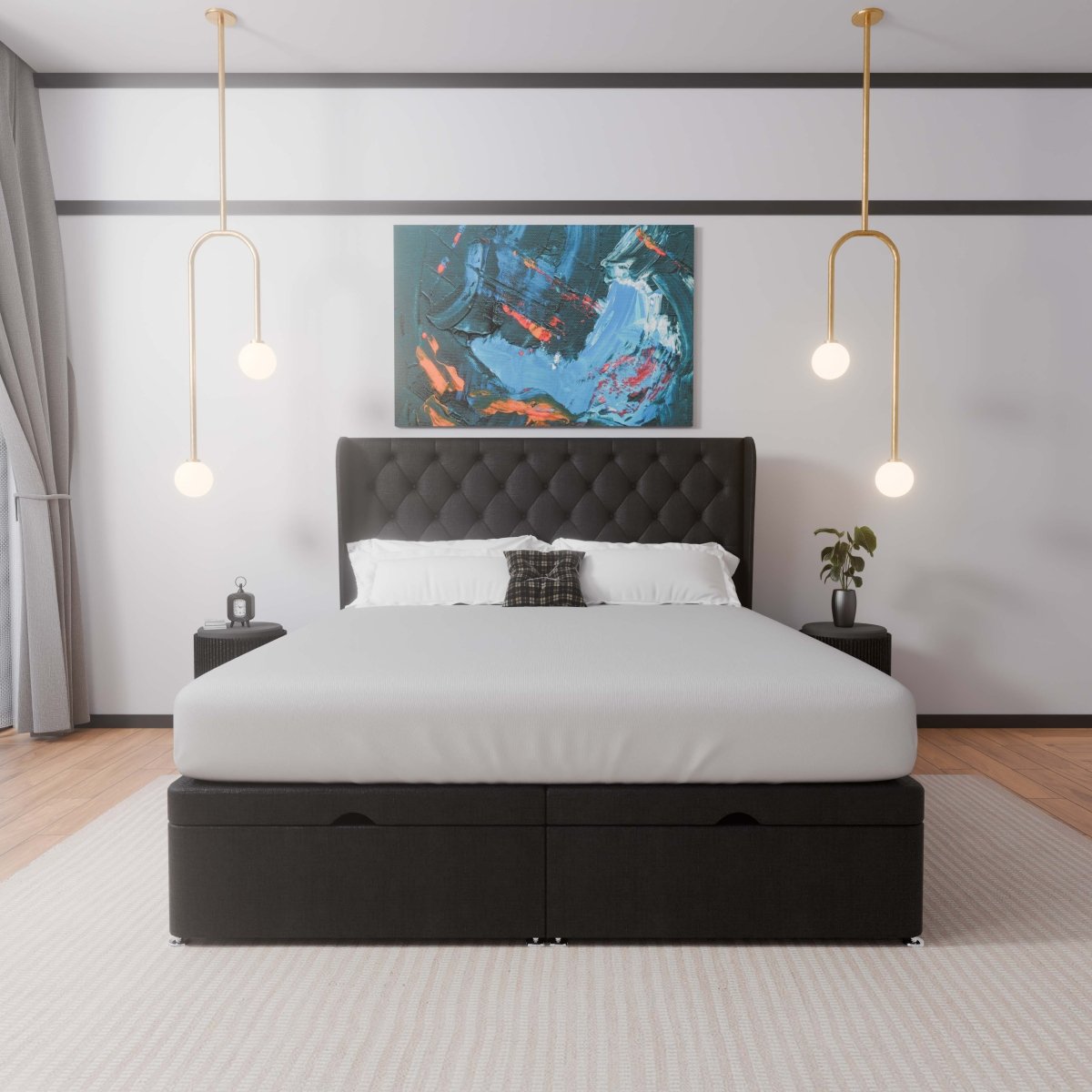 Manhattan Winged End Lift Ottoman Divan Bed - Ottoman - Midas Beds