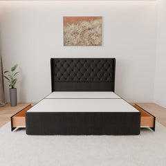 Manhattan Winged Floor Standing Headboard With Divan Bed Base - Divan Base & Headboard - Midas Beds