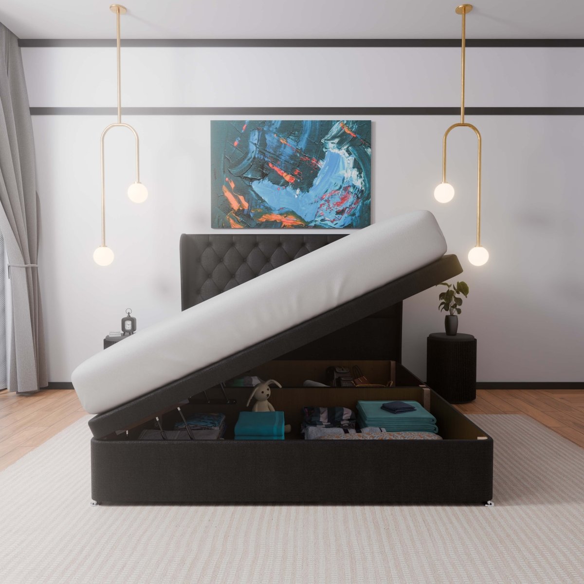 Manhattan Winged Side Lift Ottoman Divan Bed - Ottoman - Midas Beds