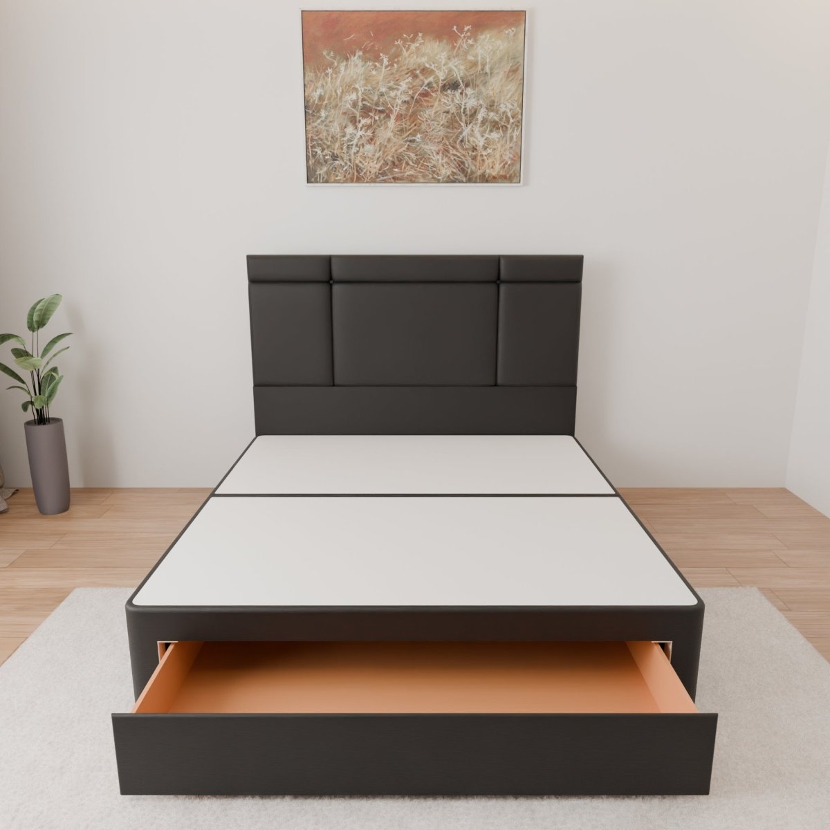 Miami Floor Standing Headboard With Divan Bed Base - Divan Base & Headboard - Midas Beds