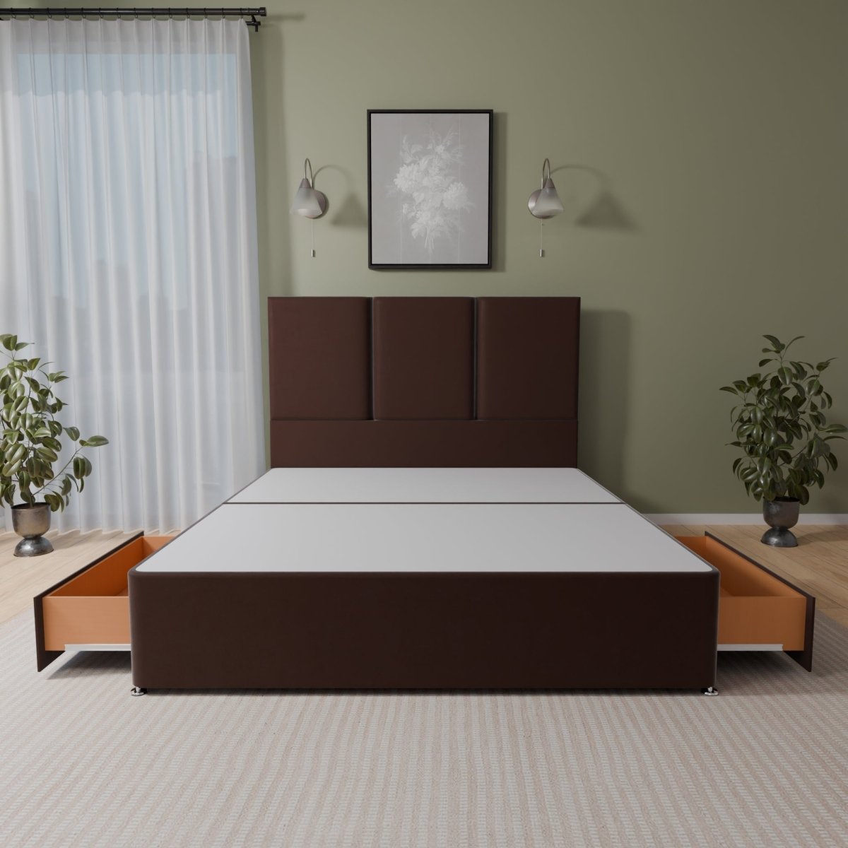 Monaco Floor Standing Headboard With Divan Bed Base - Divan Base & Headboard - Midas Beds