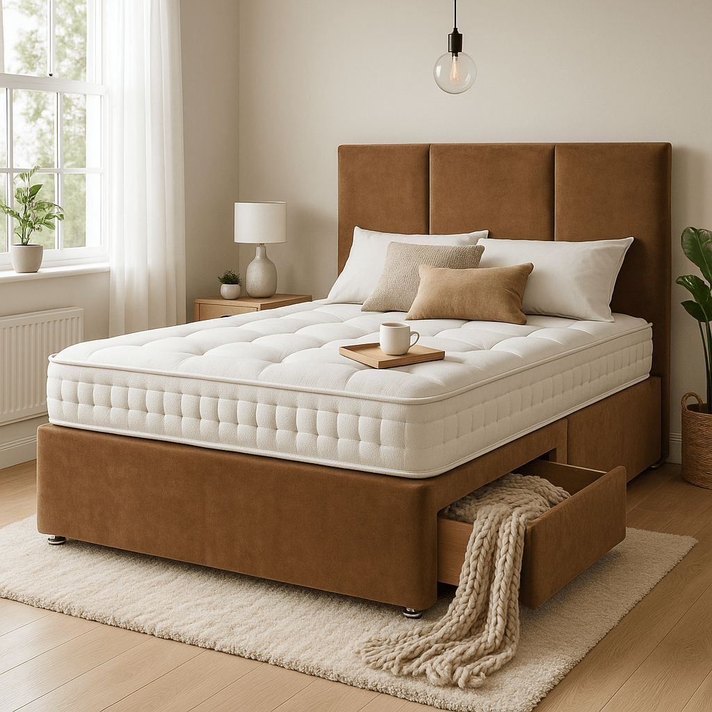 Monaco Floor Standing Upholstered Divan Bed - Divan Beds with Headboard - Midas Beds