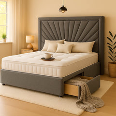 Nevada Floor Standing Upholstered Divan Bed - Divan Beds with Headboard - Midas Beds