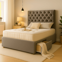 New York Floor Standing Upholstered Divan Bed - Divan Beds with Headboard - Midas Beds