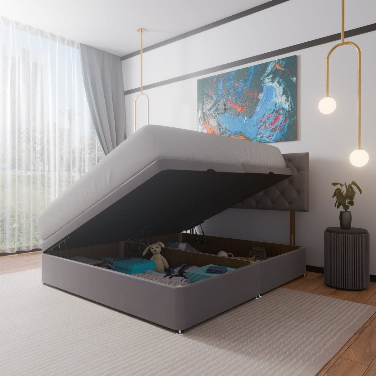 New York Side Lift Ottoman Divan Bed - Ottoman - Midas Beds