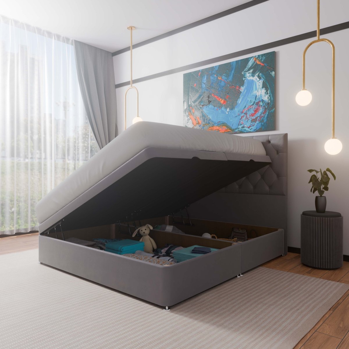 New York Side Lift Ottoman Divan Bed - Ottoman - Midas Beds