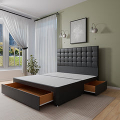 Prague Floor Standing Headboard With Divan Bed Base - Divan Base & Headboard - Midas Beds