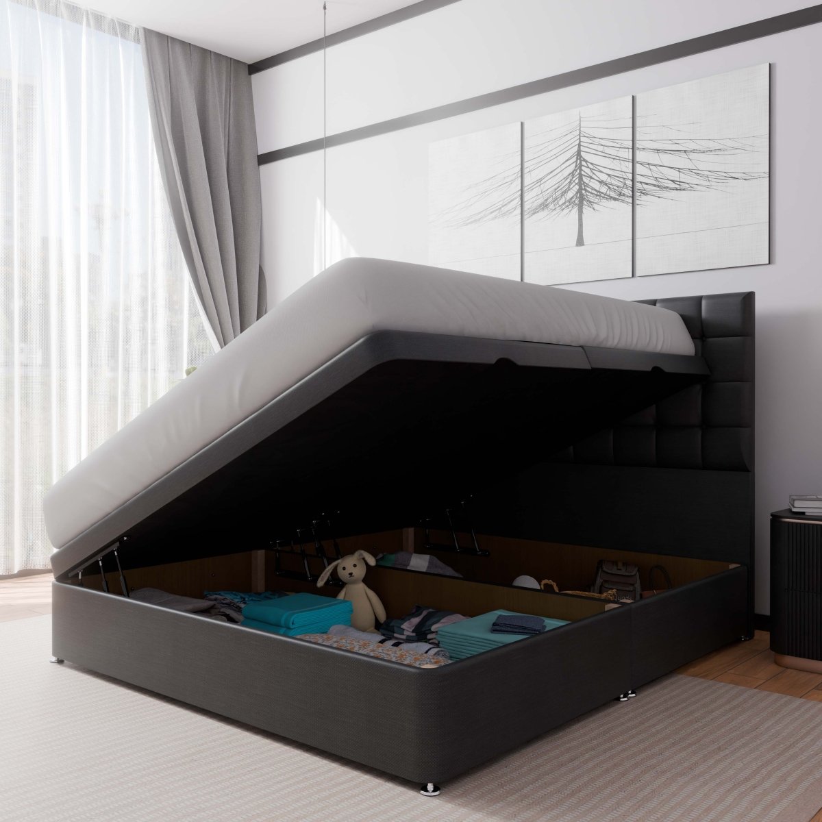 Prague Side Lift Ottoman Divan Bed - Ottoman - Midas Beds