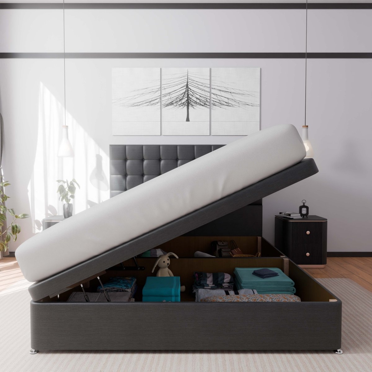 Prague Side Lift Ottoman Divan Bed - Ottoman - Midas Beds