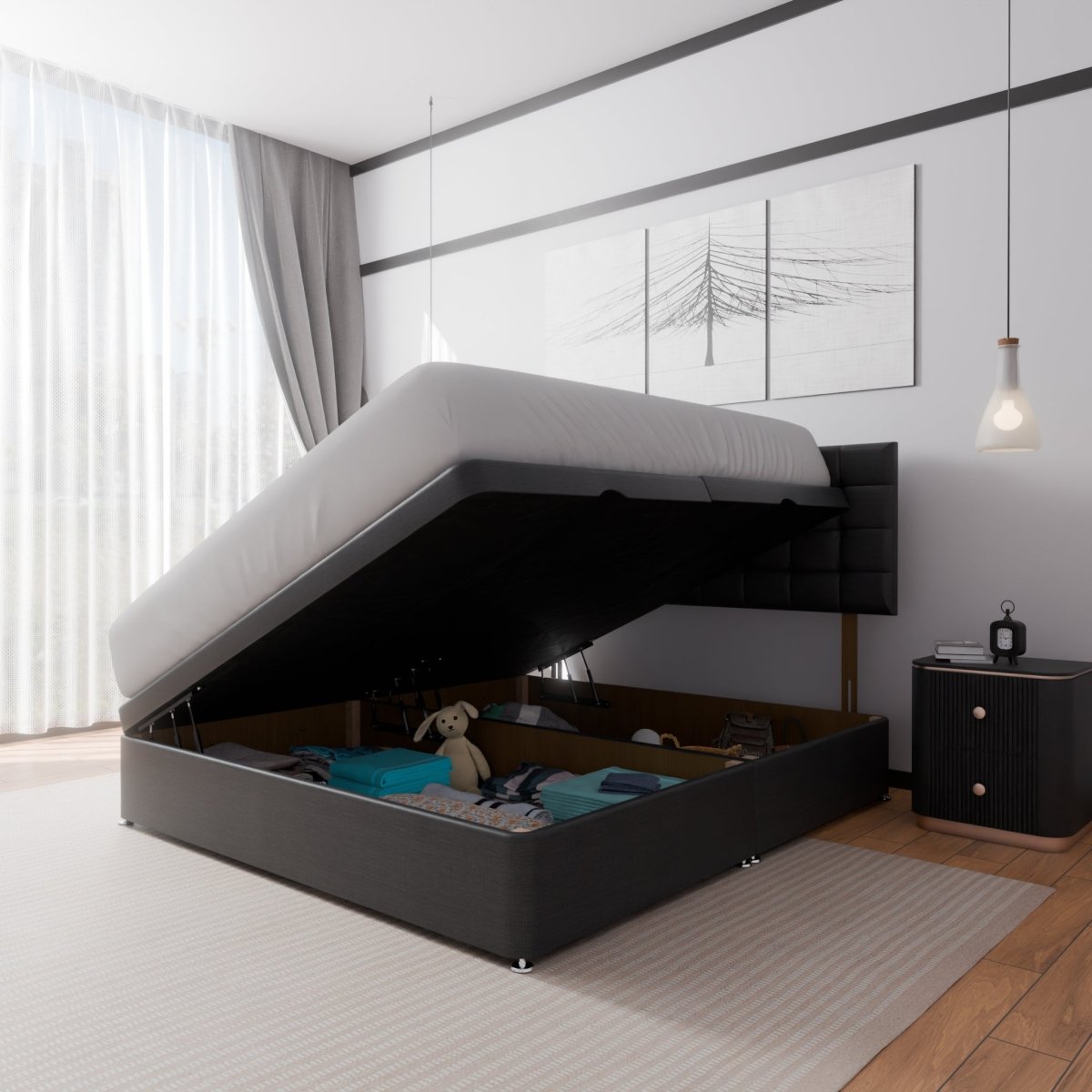 Prague Side Lift Ottoman Divan Bed - Ottoman - Midas Beds