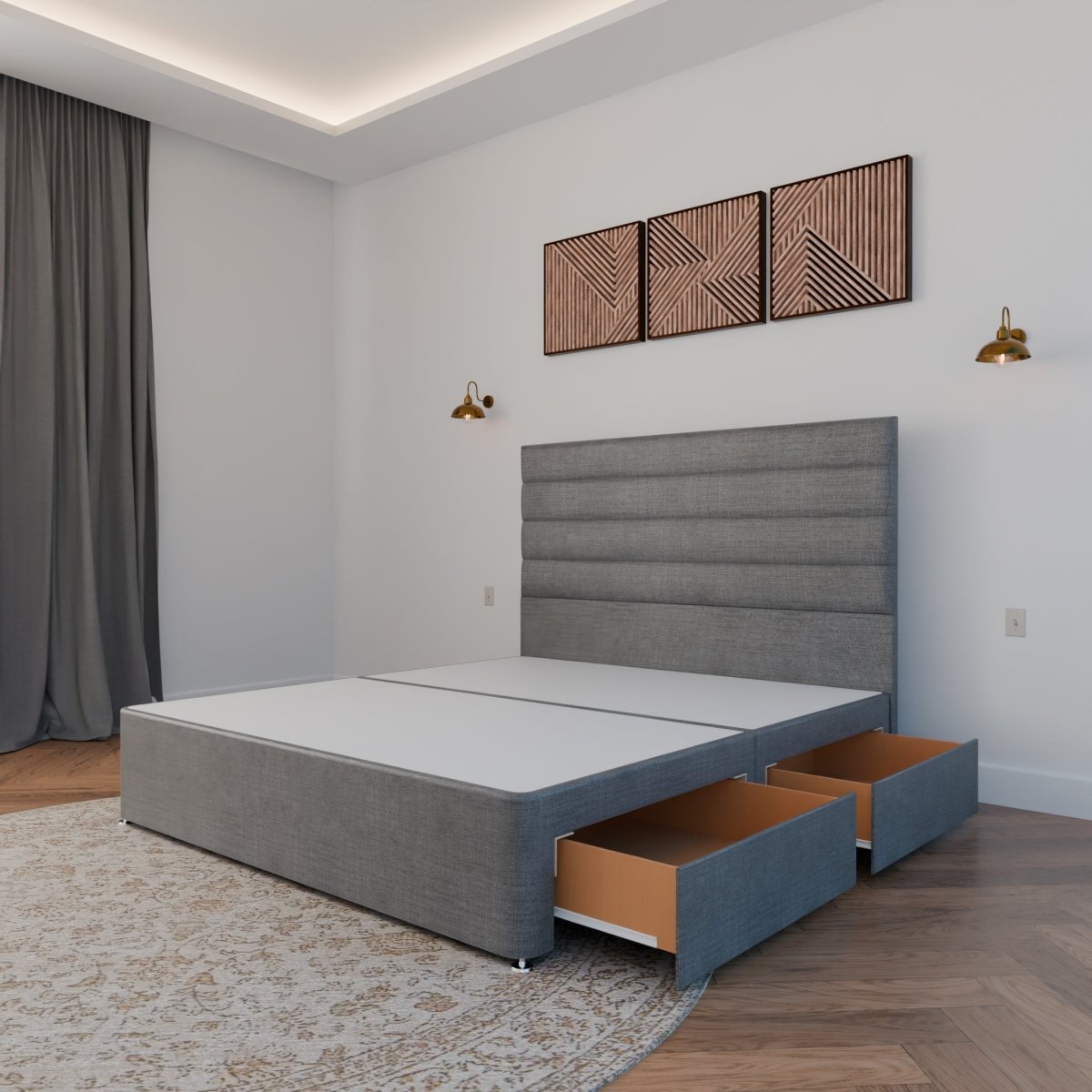 Rome Floor Standing Headboard With Divan Bed Base - Divan Base & Headboard - Midas Beds