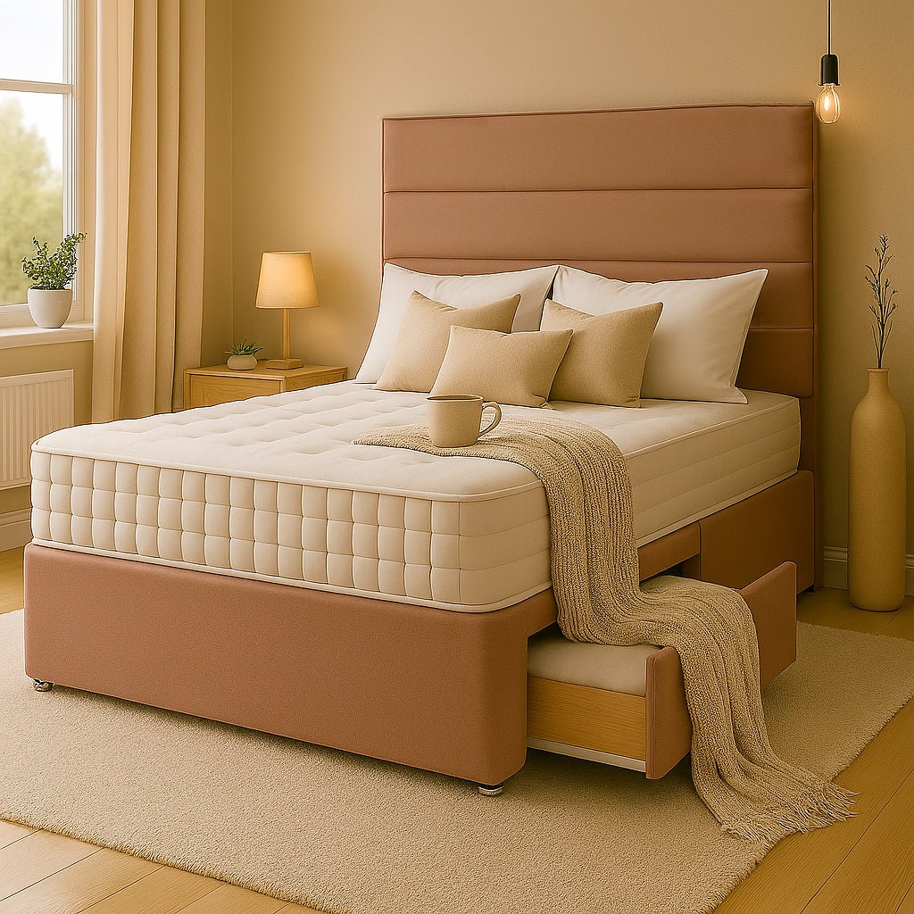 Rome Floor Standing Upholstered Divan Bed - Divan Beds with Headboard - Midas Beds