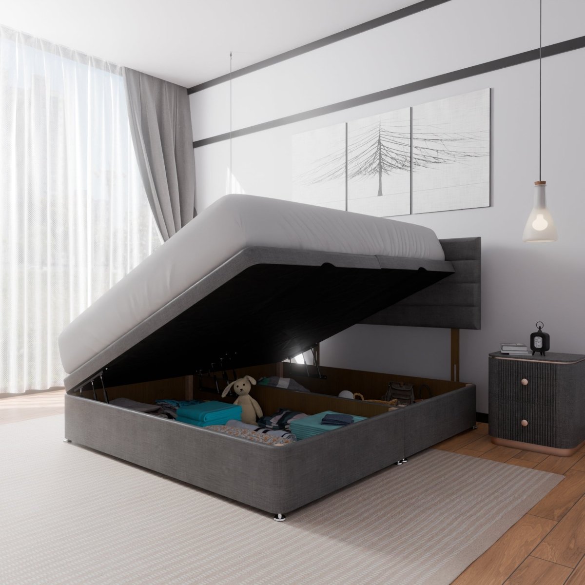 Rome Side Lift Ottoman Divan Bed - Ottoman - Midas Beds