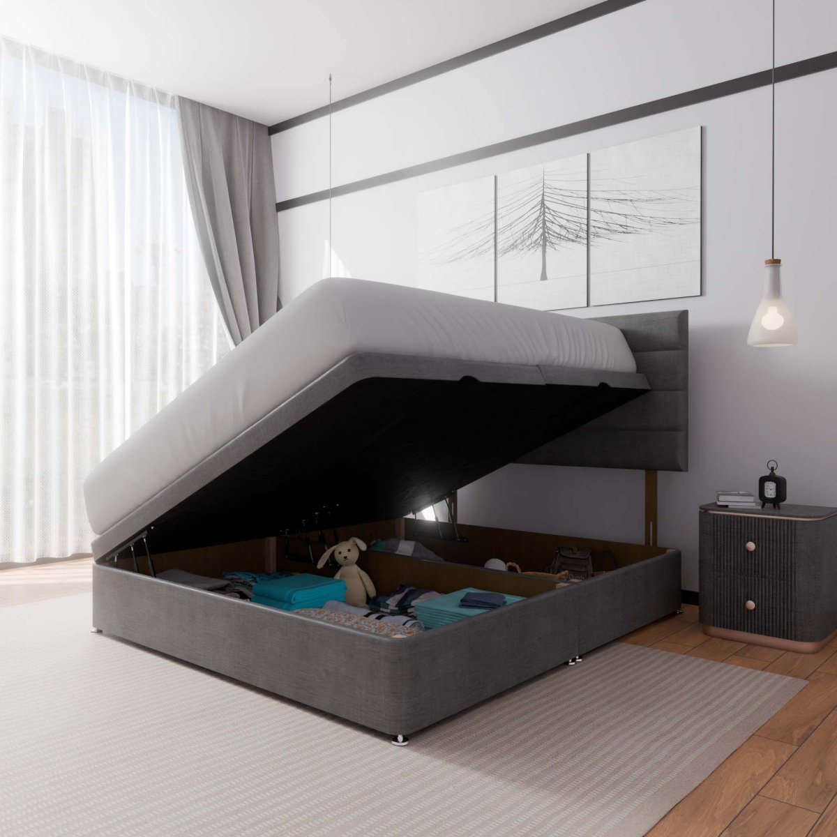 Rome Side Lift Ottoman Divan Bed - Ottoman - Midas Beds