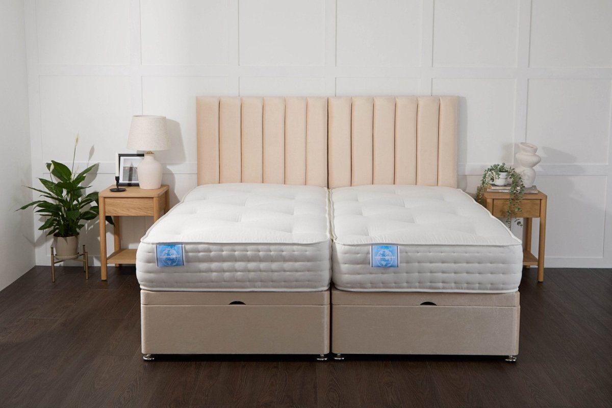 Somna Luxury Hotel Zip and Link 2000 Pocket Sprung Intelligent Fibre Ottoman Divan Bed Set - Zip and Link Ottoman Divan Bed Set - 5' King Size x 6'3" Length - SOMNA Beds