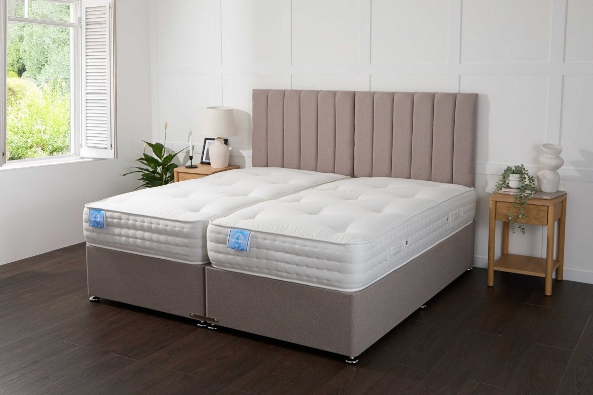 Somna Luxury Hotel Zip and Link 5000 Pocket Sprung Intelligent Wool Divan Bed Set - 5' King Size x 6'3 Length" - No Storage - SOMNA Beds