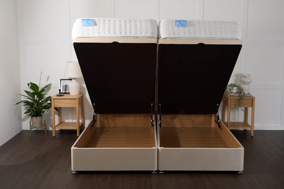 Somna Luxury Hotel Zip and Link 5000 Pocket Sprung Intelligent Wool Ottoman Divan Bed Set - Zip and Link Ottoman Divan Bed Set - 5' King Size x 6'3" Length - SOMNA Beds