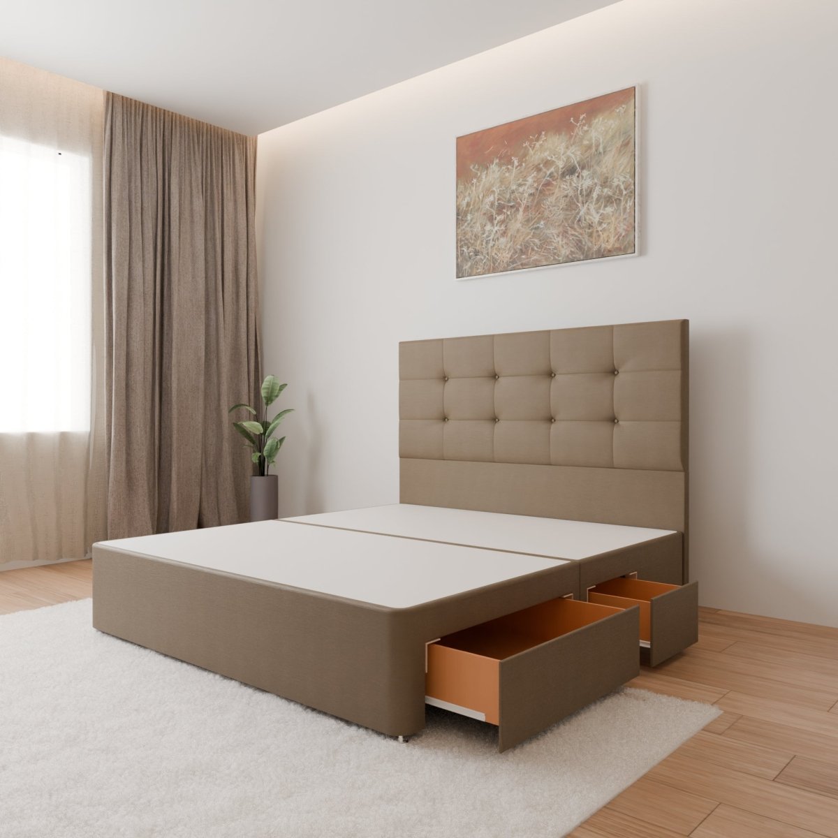 Venice Floor Standing Headboard With Divan Bed Base - Divan Base & Headboard - Midas Beds