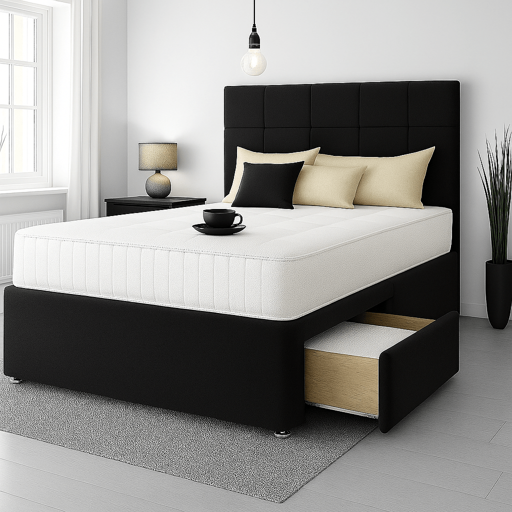 Venice Floor Standing Upholstered Divan Bed - Divan Beds with Headboard - Midas Beds