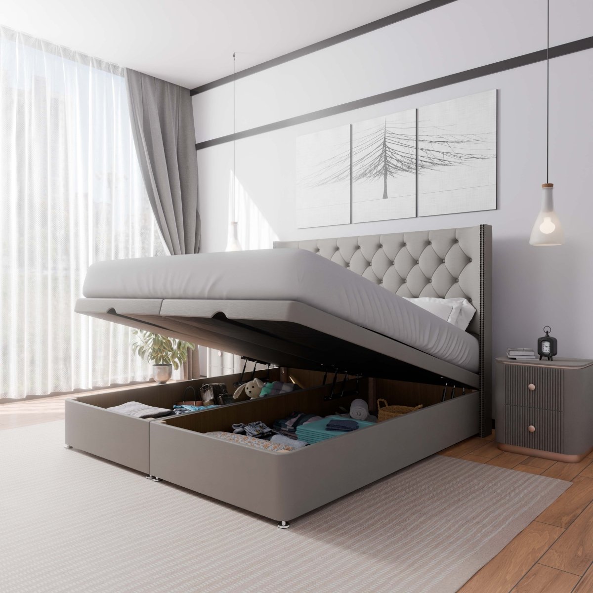 Washington Winged End Lift Ottoman Divan Bed - Ottoman - Midas Beds