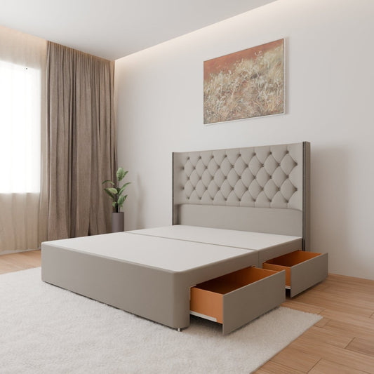 Washington Winged Floor Standing Headboard With Divan Bed Base