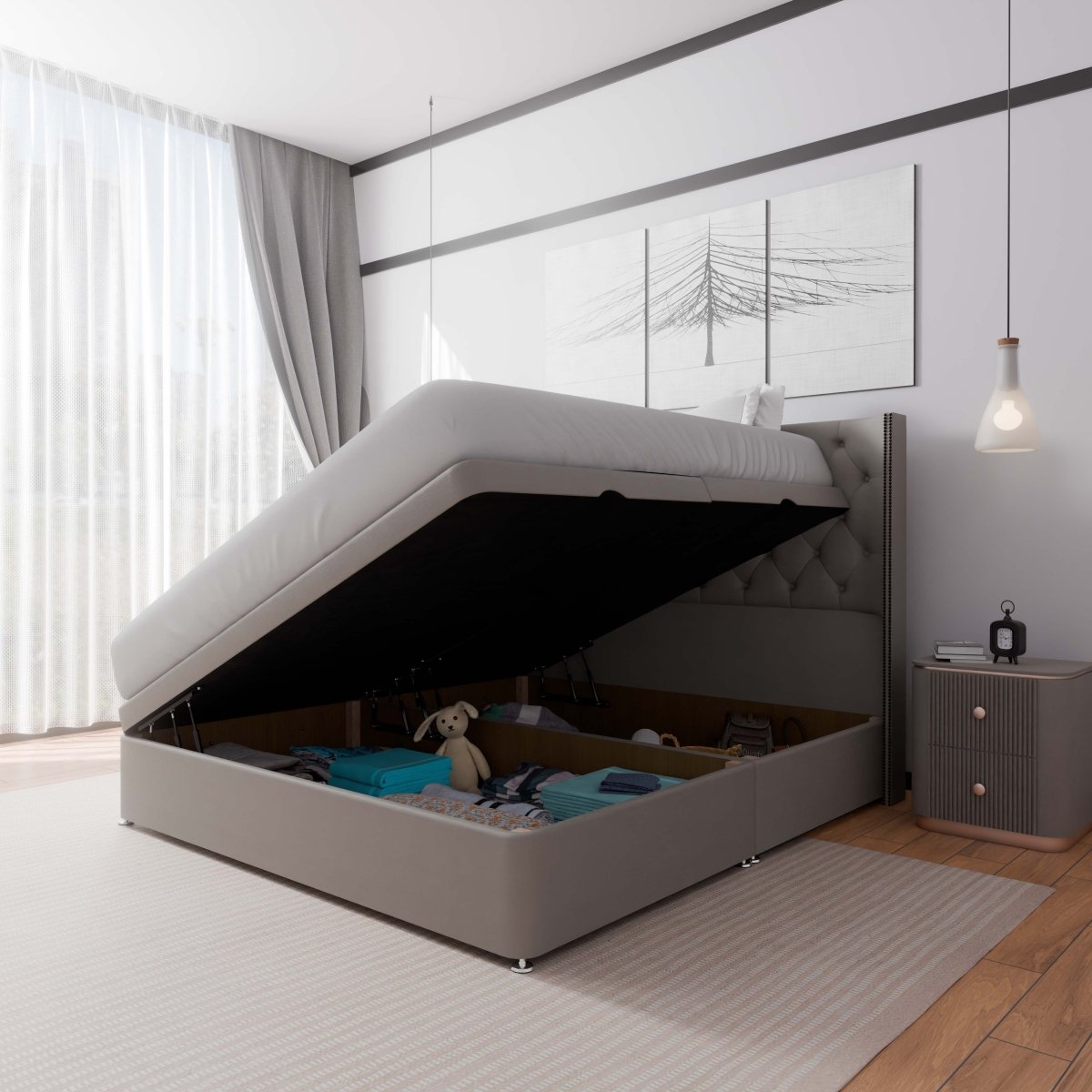 Washington Winged Side Lift Ottoman Divan Bed - Ottoman - Midas Beds